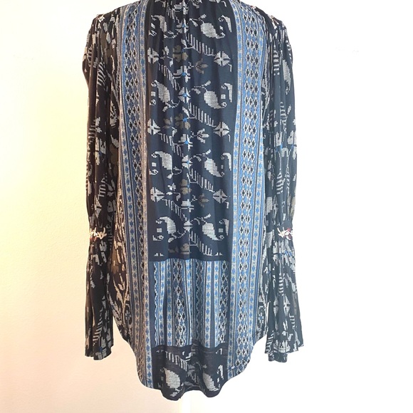 Lucky Brand Embroidered Bell Sleeve Blouse - Picture 4 of 14